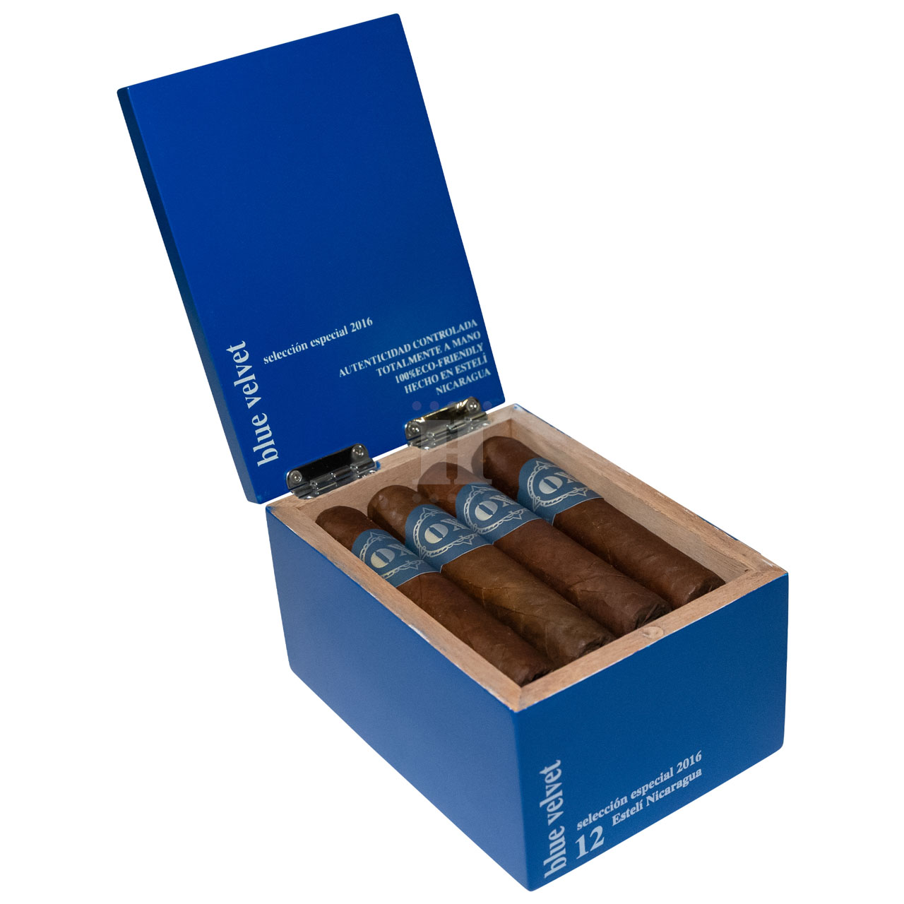 OX Blue Velvet box open angle