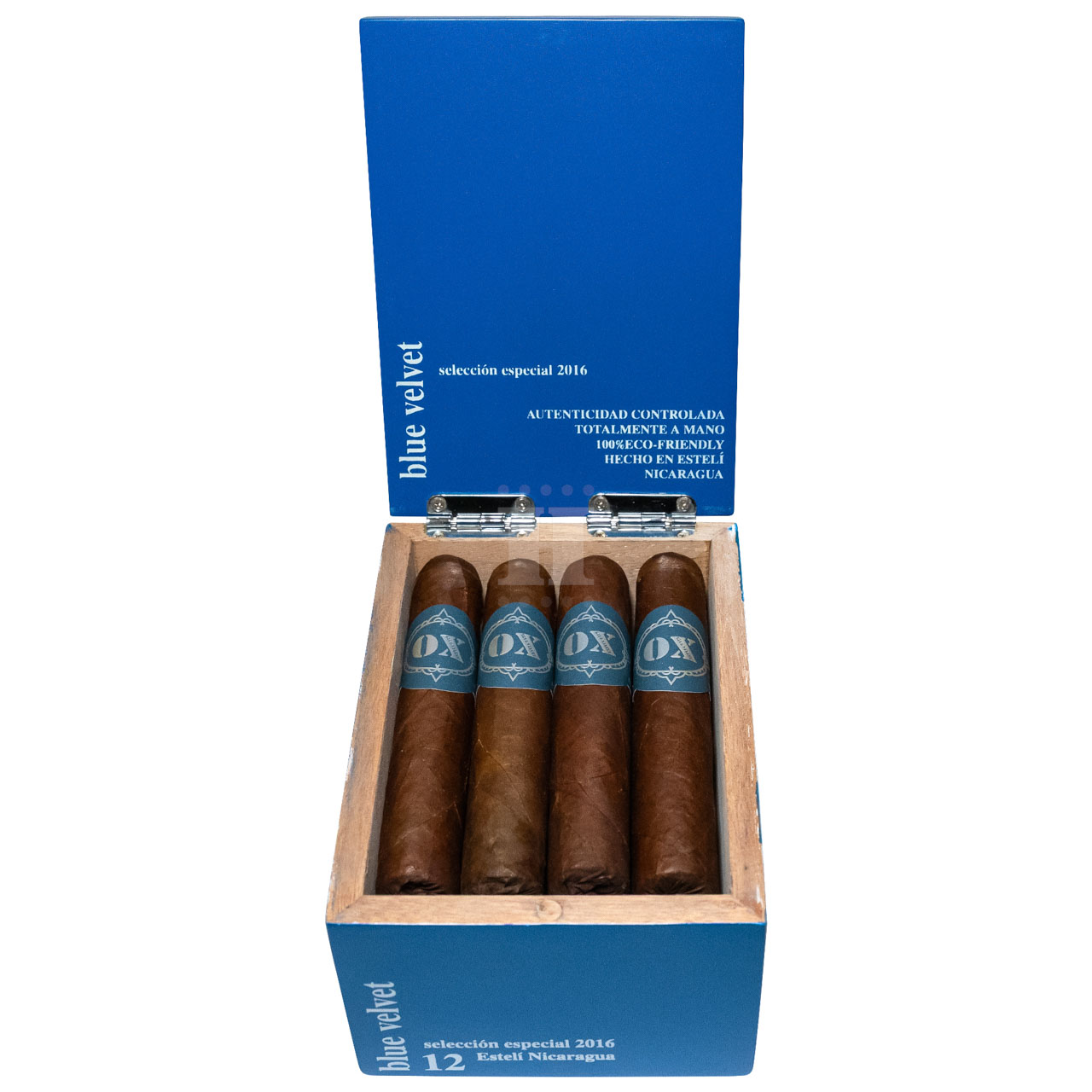 OX Blue Velvet box open front